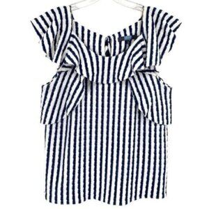 Eva Franco Anthropologie Keely Textured Blue Stripe Sleeveless Top